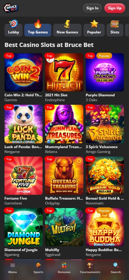 Bruce Bet mobile lobby