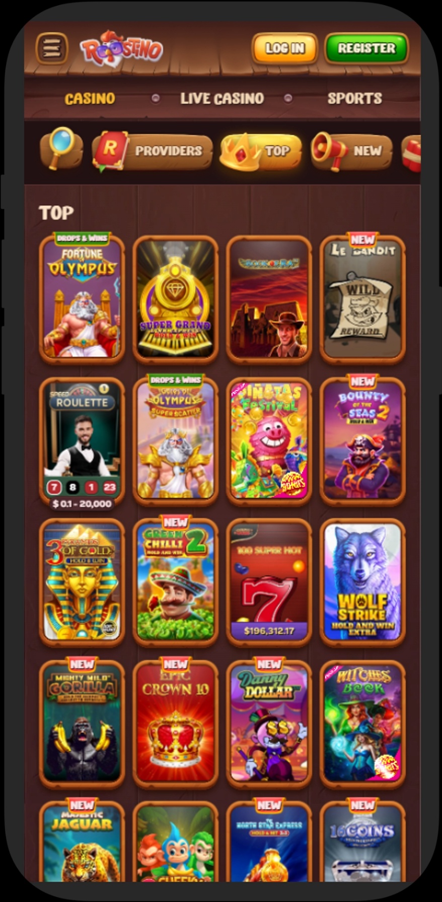 Roostino mobile lobby
