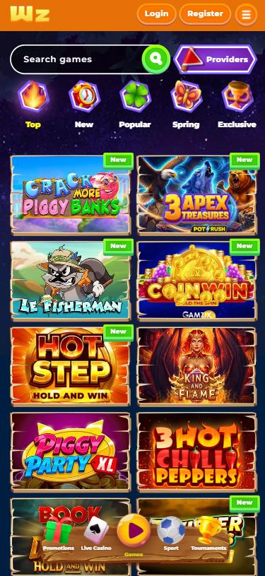 Wazamba mobile lobby
